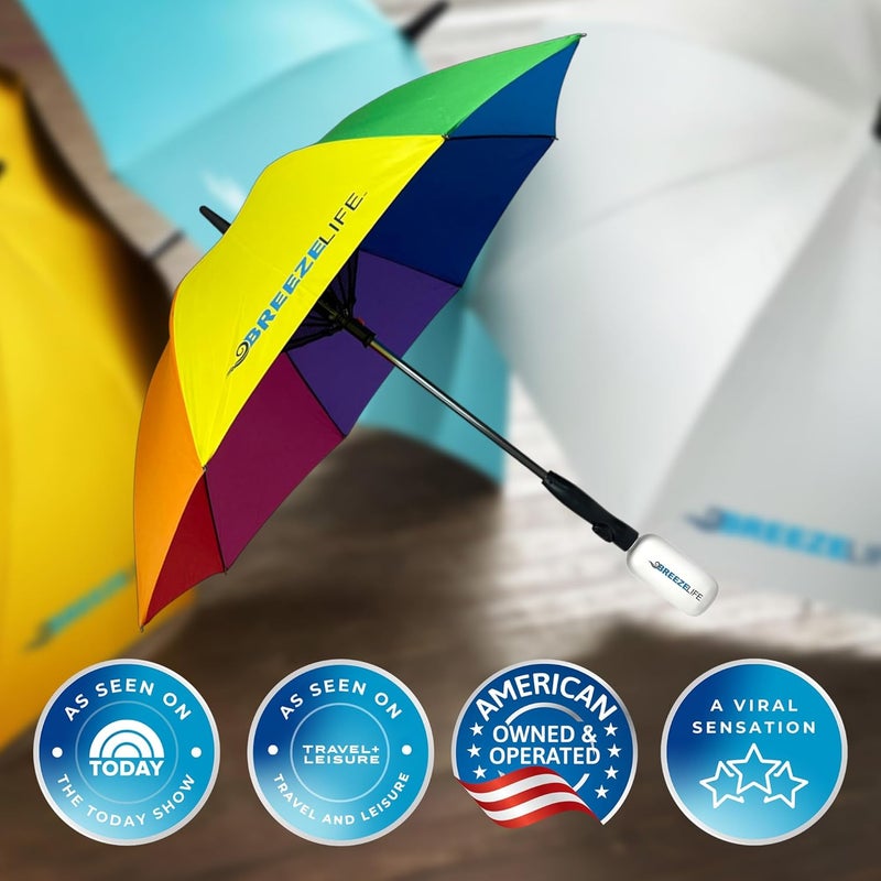 Breezelife Rechargeable Mister Breeze, Sun Umbrella with Fan and Mister, Umbrella Mister with Built-in Fan, For Festivals, Beach and More, Blocks Harmful Sun Rays, Mist bottle included - Image 4